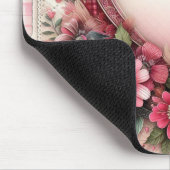 ROZE PLAID VALENTIJNSE HARTEN EN BLOEMEN MUISMAT (Hoek)