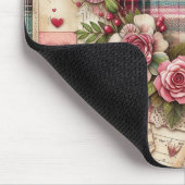 ROZE PLAID VALENTIJNSE HARTEN EN BLOEMEN MUISMAT (Hoek)