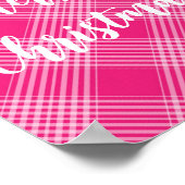 Roze Plaid Vrolijk Kerstfeest Poster (Hoek)