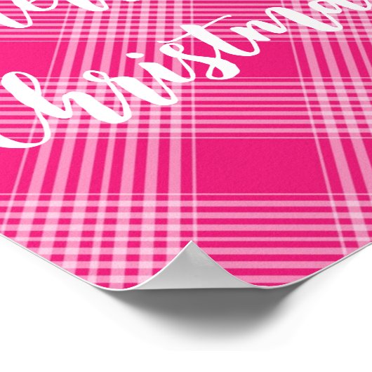 Roze Plaid Vrolijk Kerstfeest Poster (Hoek)