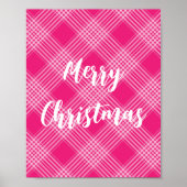 Roze Plaid Vrolijk Kerstfeest Poster (Voorkant)
