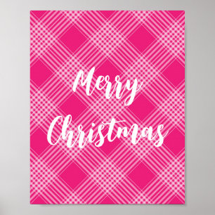 Roze Plaid Vrolijk Kerstfeest Poster