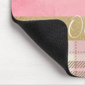 Roze Plaid Waterverf Naam Muismat (Hoek)