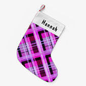 Roze Plaid Winter Patroon Gepersonaliseerd Kleine Kerstsok (Voorkant (Hangend))