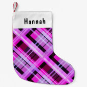 Roze Plaid Winter Patroon Gepersonaliseerd Kleine Kerstsok (Voorkant)