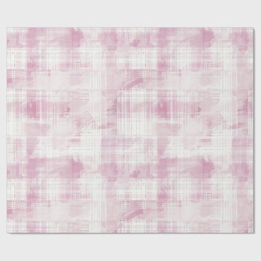 Roze Plaid Witte Verjaardag Cadeaupapier (Vlak)