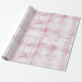 Roze Plaid Witte Verjaardag Cadeaupapier (Uitgerold)