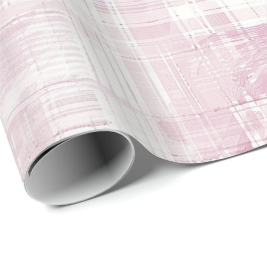 Roze Plaid Witte Verjaardag Cadeaupapier (Rol Hoek)