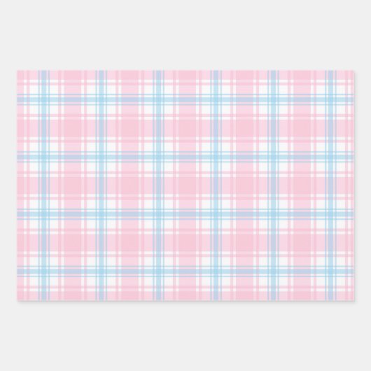 Roze Plaid Wrapping Paper Flat Sheet Set van 3 (Voorkant 3)
