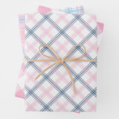 Roze Plaid Wrapping Paper Flat Sheet Set van 3 (In situ)