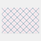Roze Plaid Wrapping Paper Flat Sheet Set van 3 (Voorkant)