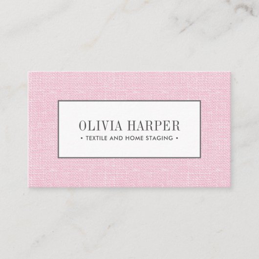 Roze | Plain Elegant Linen Watch Professional Visitekaartje (Voorkant)