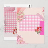 Roze plakboekpapier briefkaart (Voorkant / Achterkant)