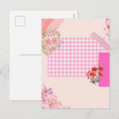 Roze plakboekpapier feestdagenkaart (Voorkant / Achterkant)