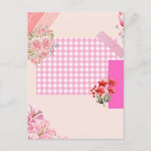 Roze plakboekpapier feestdagenkaart