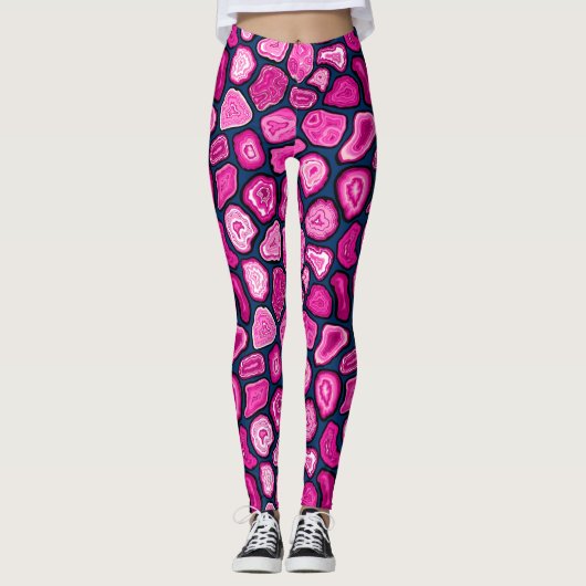Roze plakjes leggings (Voorkant)