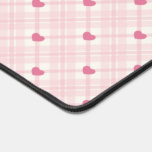 Roze plakken en harten bureaumat (Hoek)