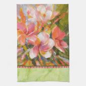Roze plakkersbloem Groene keukenhanddoek schildere (Verticaal)