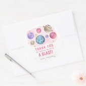 Roze Planeten Ruimte Verjaardagsfeest Ronde Sticker (Envelop)