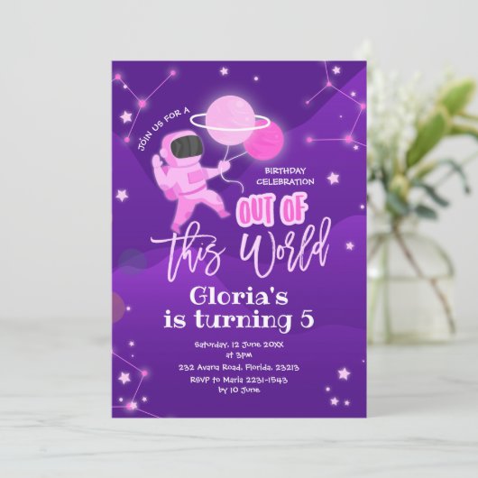 Roze planetruimte uit deze wereld van zaterdag kaart (Staand voorkant)