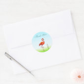 Roze Plant Flamingo & Reed Dank u Ronde Sticker (Envelop)
