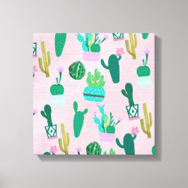 Roze Planten van de Zuidwestelijke Cacti Cactus Canvas Afdruk
