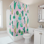 Roze Planten van de Zuidwestelijke Cacti Cactus Douchegordijn (In situ)