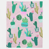 Roze Planten van de Zuidwestelijke Cacti Cactus Fleece Deken (Voorkant)