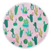 Roze Planten van de Zuidwestelijke Cacti Cactus Keramische Knop (Voorkant)