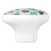 Roze Planten van de Zuidwestelijke Cacti Cactus Keramische Knop (Zijkant)