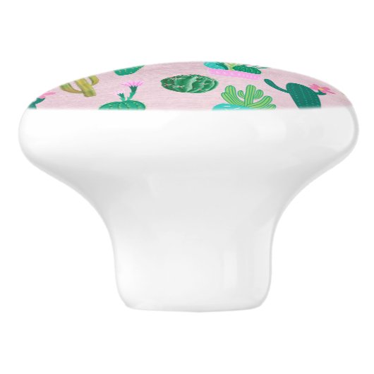 Roze Planten van de Zuidwestelijke Cacti Cactus Keramische Knop (Zijkant)