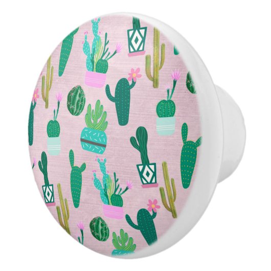 Roze Planten van de Zuidwestelijke Cacti Cactus Keramische Knop (Rechts)