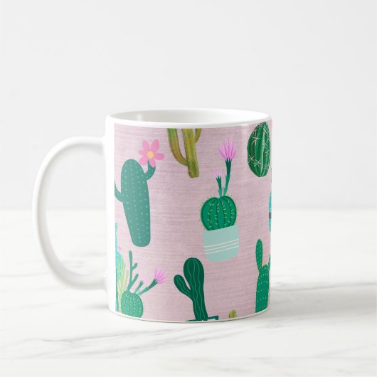 Roze Planten van de Zuidwestelijke Cacti Cactus Koffiemok (Links)