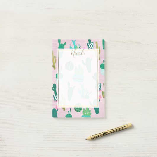 Roze Planten van de Zuidwestelijke Cacti Cactus Post-it® Notes (Op bureau)