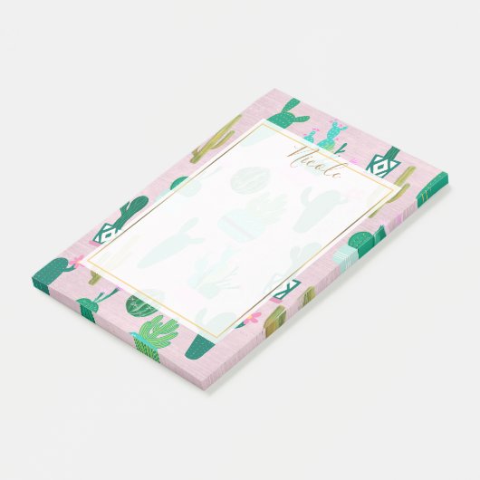 Roze Planten van de Zuidwestelijke Cacti Cactus Post-it® Notes (Schuin)