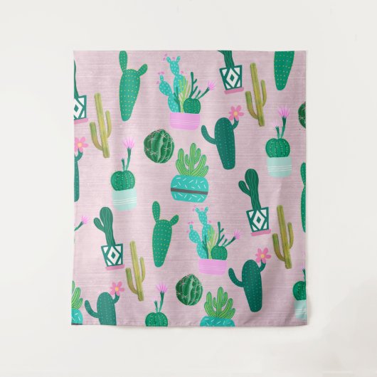 Roze Planten van de Zuidwestelijke Cacti Cactus Wandkleed (Voorkant)