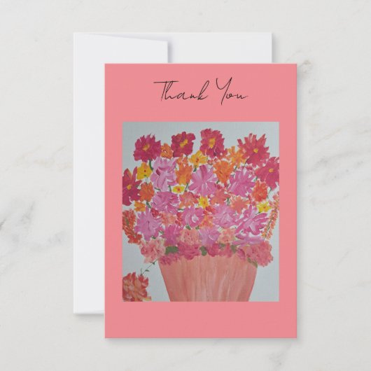 Roze Planter Dank u Nota Bedankkaart (Voorkant)