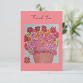Roze Planter Dank u Nota Bedankkaart (Staand voorkant)
