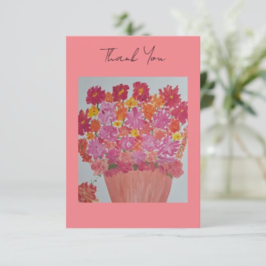 Roze Planter Dank u Nota Bedankkaart (Staand voorkant)