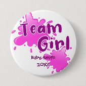 Roze plash Geslacht Team Girl roze Button (Voorkant)