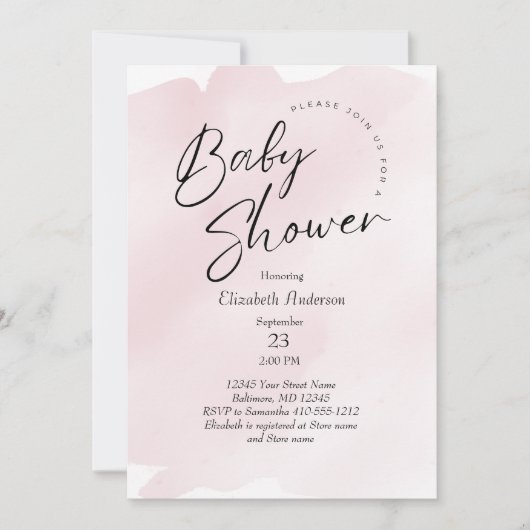 Roze plastic was Waterverf Babymeisje Baby shower Kaart (Voorkant)