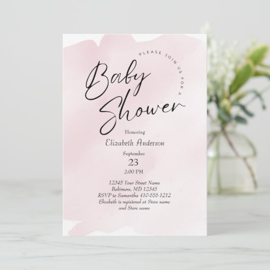 Roze plastic was Waterverf Babymeisje Baby shower Kaart (Staand voorkant)