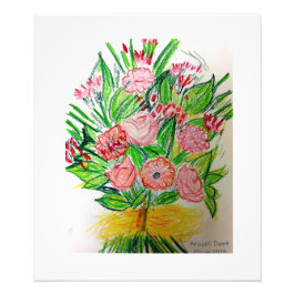 Roze plat boeket foto afdruk