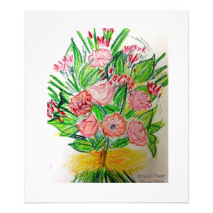 Roze plat boeket foto afdruk