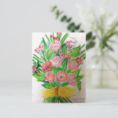 Roze Platte Boeket Poster Briefkaart (Staand voorkant)