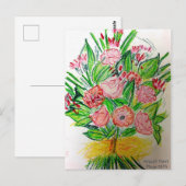 Roze Platte Boeket Poster Briefkaart (Voorkant / Achterkant)