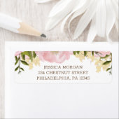 Roze platte labels voor het kantooradres van Flora (Insitu)