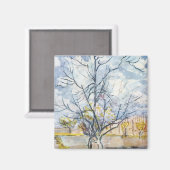 Roze platte structuur Van Gogh Fine Art Magneet (Voorkant / Achterkant)