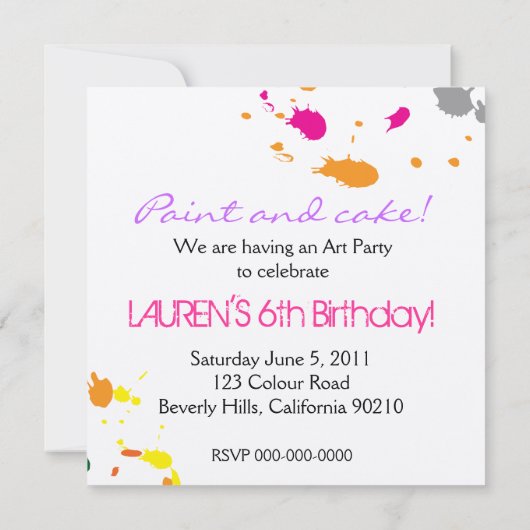 Roze platter-uitnodiging kaart (Achterkant)