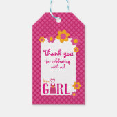Roze pleister, lentesflorale bedankt voor baby's d cadeaulabel (Voorkant)